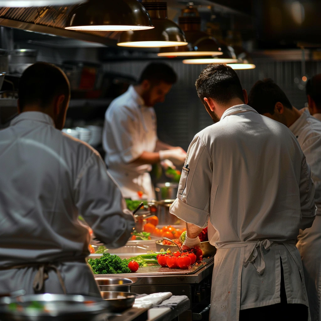 Happy family cooking together in kitchen