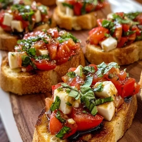 Step-by-step preparation of Italian Bruschetta Delight showing ingredients and initial cooking steps