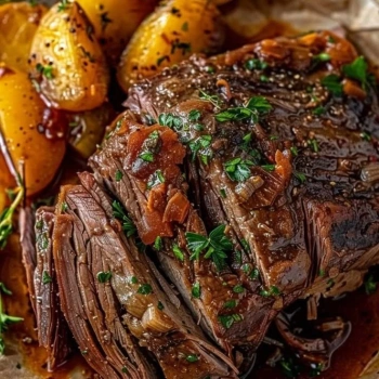 Perfectly cooked Savory Pot Roast Delight served and ready to eat - final result