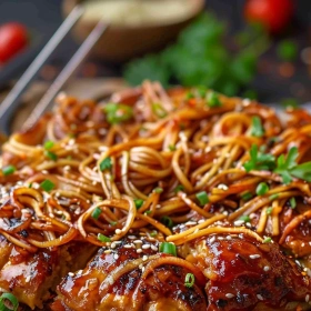 Step-by-step preparation of Savory Sesame Noodle Bowl showing ingredients and initial cooking steps