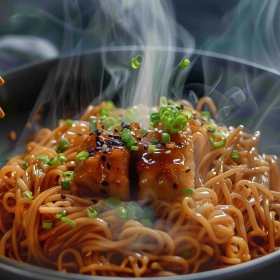 Cooking process for Savory Sesame Noodle Bowl showing technique and proper timing