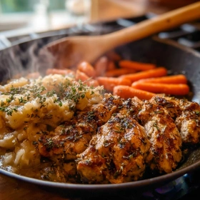 Cooking process for Garlic Herb Chicken Delight showing technique and proper timing