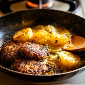 Cooking process for Savory German Frikadellen showing technique and proper timing