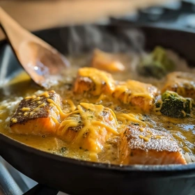 Cooking process for Savory Salmon Broccoli Bowl showing technique and proper timing
