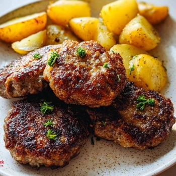 Perfectly cooked Savory German Frikadellen served and ready to eat - final result