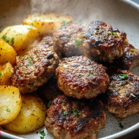 Cooking process for Savory German Frikadellen showing technique and proper timing