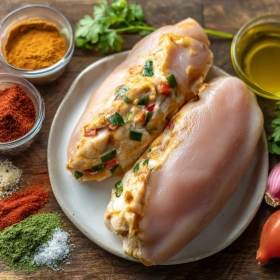 Step-by-step preparation of Chipotle Ranch Chicken Burrito showing ingredients and initial cooking steps