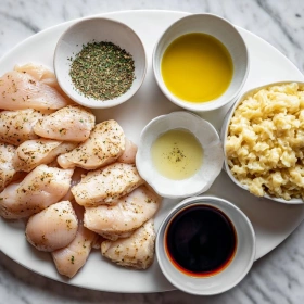 Step-by-step preparation of Honey Garlic Crispy Chicken showing ingredients and initial cooking steps