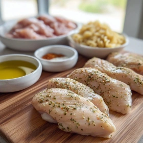 Step-by-step preparation of Crispy Honey Garlic Chicken showing ingredients and initial cooking steps