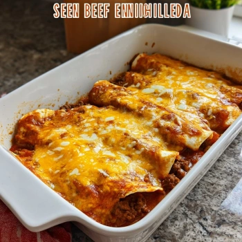Perfectly cooked Quick Beef Enchiladas served and ready to eat - final result