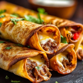 Cooking process for Cheesy Beef Taquitos showing technique and proper timing
