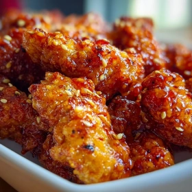 Cooking process for Honey Garlic Crispy Chicken showing technique and proper timing