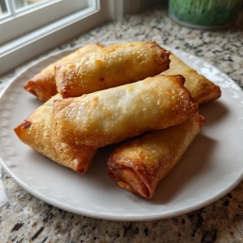 Perfectly cooked Crispy Homemade Egg Rolls served and ready to eat - final result