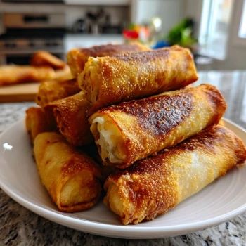 Perfectly cooked Crispy Homemade Egg Rolls served and ready to eat - final result