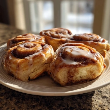 Perfectly cooked Cinnamon Roll Pancakes served and ready to eat - final result