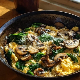 Savory Mushroom Spinach Scramble recipe