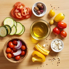 Step-by-step preparation of Mediterranean Roasted Vegetable Medley showing ingredients and initial cooking steps