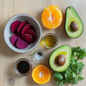 Step-by-step preparation of Vibrant Beet Avocado Citrus Salad showing ingredients and initial cooking steps