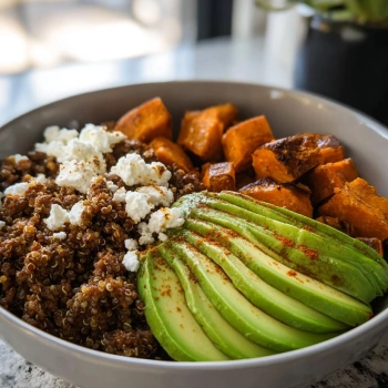 Perfectly cooked Savory Sweet Potato Power Bowl served and ready to eat - final result