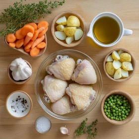 Step-by-step preparation of Hearty Slow Cooker Chicken Stew showing ingredients and initial cooking steps