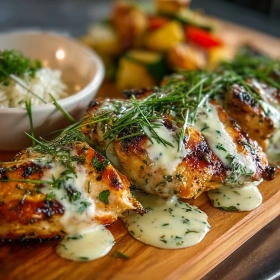 Grilled Herb Chicken with Creamy Sauce recipe