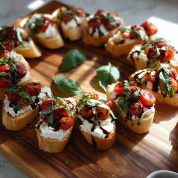 Perfectly cooked Festive Caprese Crostini Wreath served and ready to eat - final result