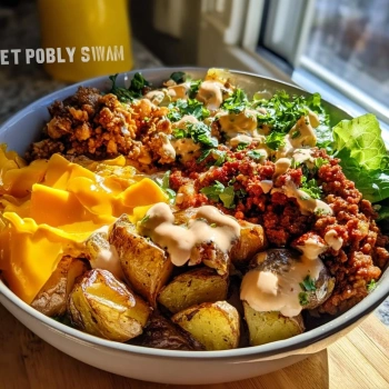 Perfectly cooked Savory Smash Burger Bowl served and ready to eat - final result