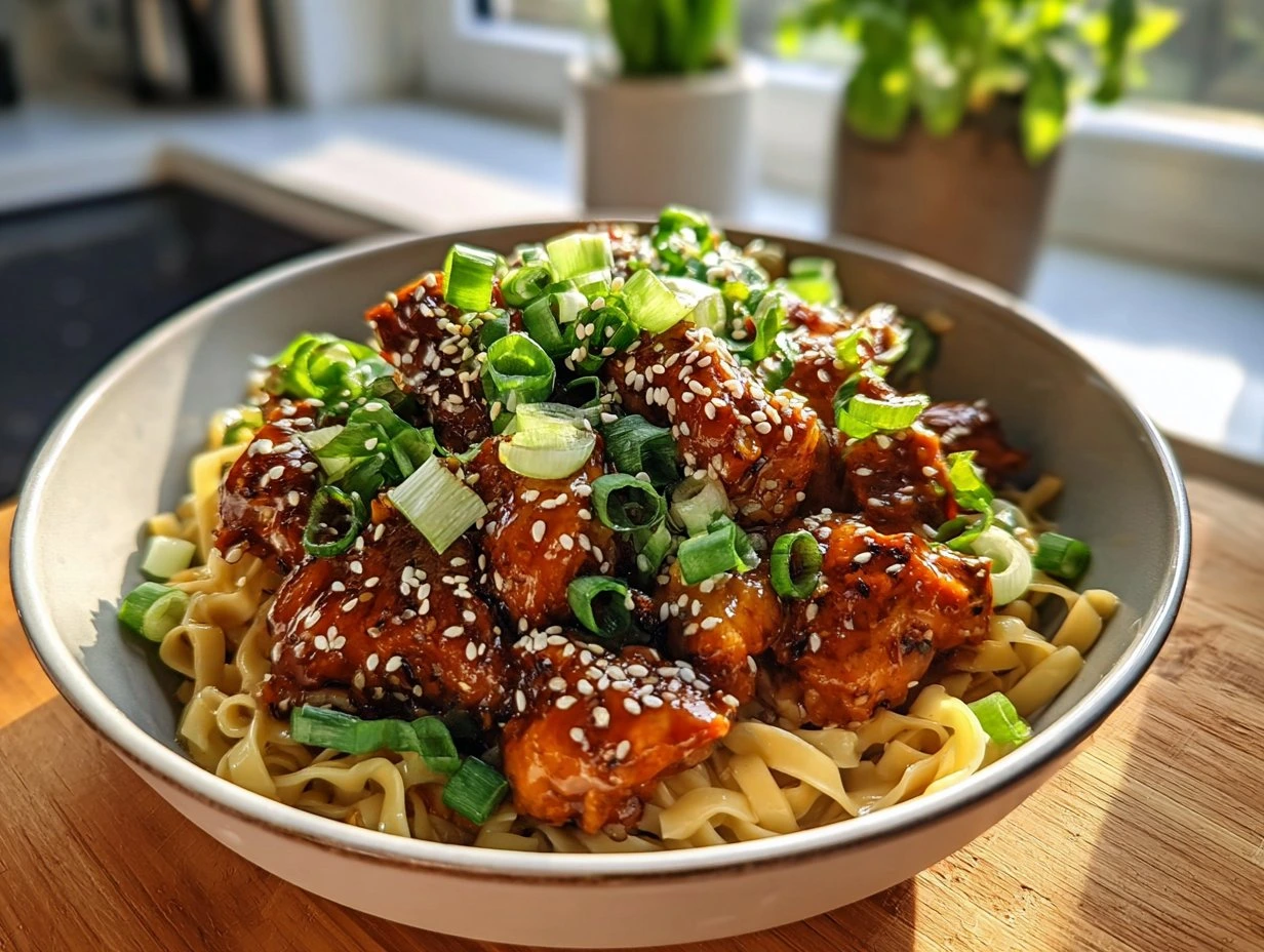 Sticky Garlic Chicken Noodles