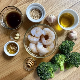 Step-by-step preparation of Honey Garlic Shrimp Delight showing ingredients and initial cooking steps