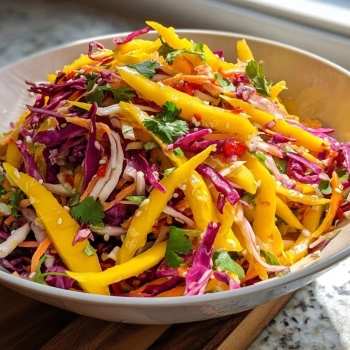Perfectly cooked Vibrant Mango Slaw Delight served and ready to eat - final result