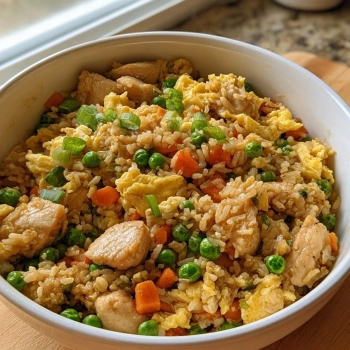 Perfectly cooked Quick Gluten-Free Chicken Fried Rice served and ready to eat - final result