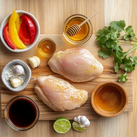 Step-by-step preparation of Zesty Honey Lime Chicken Bowls showing ingredients and initial cooking steps