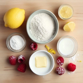 Step-by-step preparation of Gluten-Free Raspberry Lemon Loaf showing ingredients and initial cooking steps