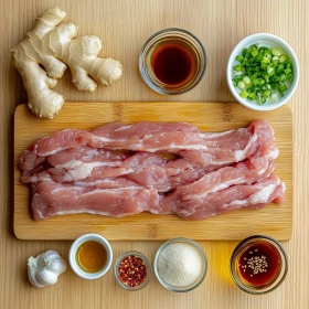 Step-by-step preparation of Sticky Honey Garlic Pork Delight showing ingredients and initial cooking steps