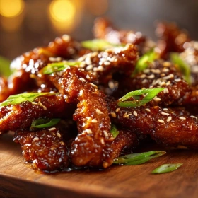 Close-up of Sticky Honey Garlic Pork Delight showing texture, layers, and glossy finish