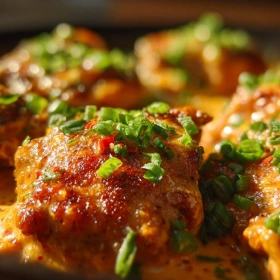 Close-up of Spicy Bang Bang Chicken Thighs showing texture, layers, and glossy finish
