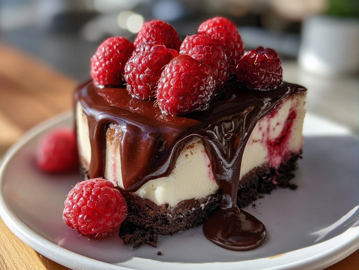 Decadent Dark Chocolate Raspberry Cheesecake