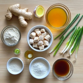 Step-by-step preparation of Gluten-Free Zesty Orange Chicken showing ingredients and initial cooking steps