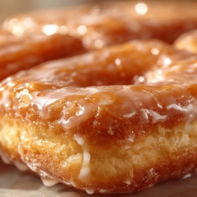 Close-up of Soft Baked Maple Donut Bars showing texture, layers, and glossy finish