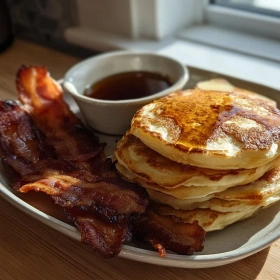 Fluffy Buttermilk Pancakes with Crispy Bacon recipe