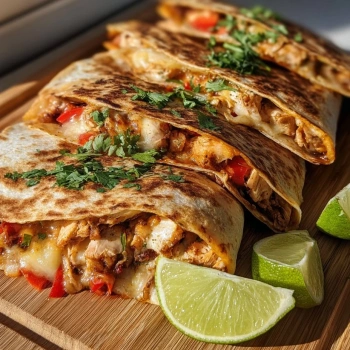 Perfectly cooked Savory Chicken Quesadilla Delight served and ready to eat - final result