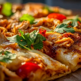 Close-up of Savory Chicken Quesadilla Delight showing texture, layers, and glossy finish