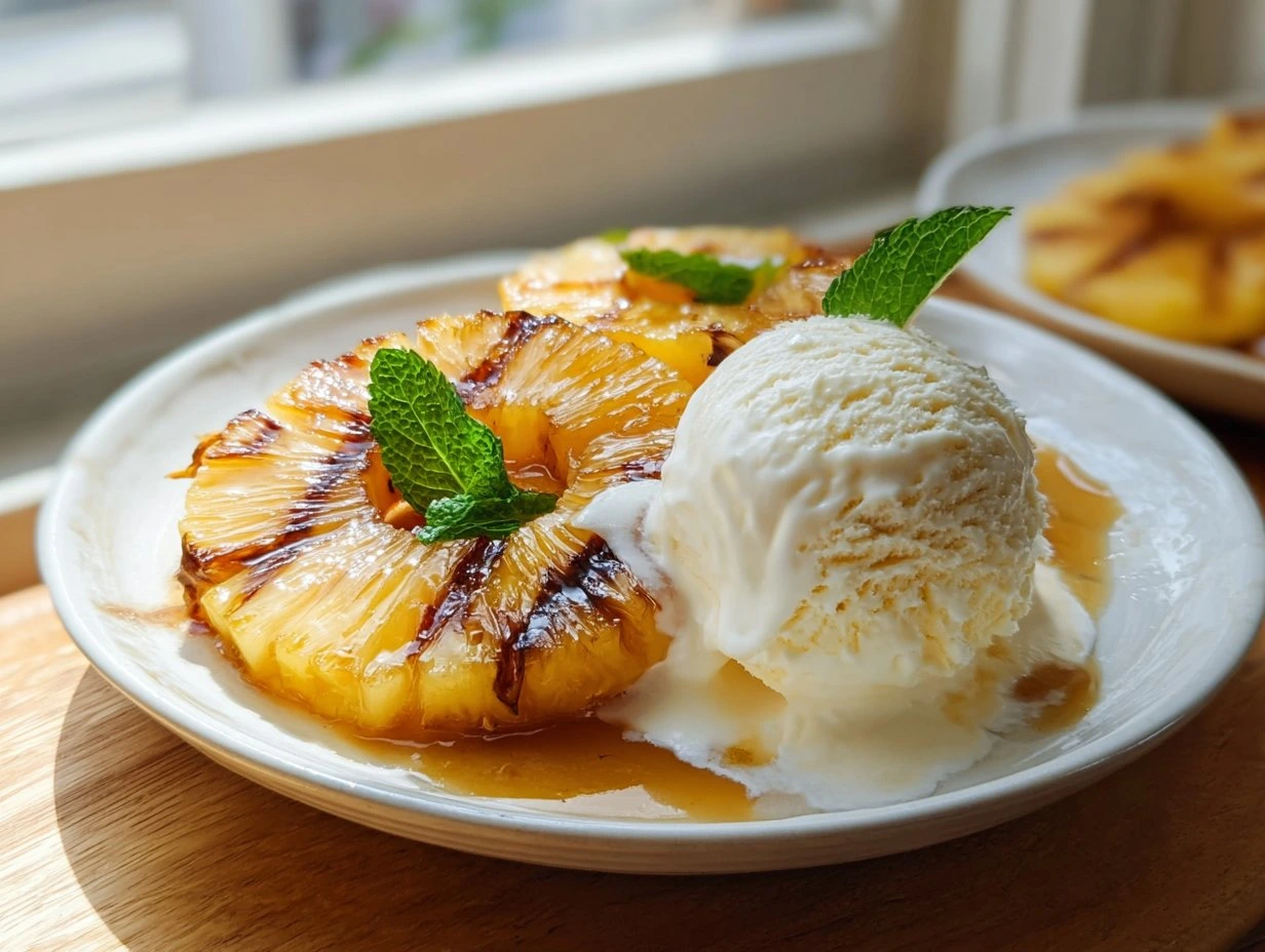 Grilled Pineapple Delight with Ice Cream