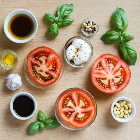 Step-by-step preparation of Grilled Caprese Salad with Basil showing ingredients and initial cooking steps