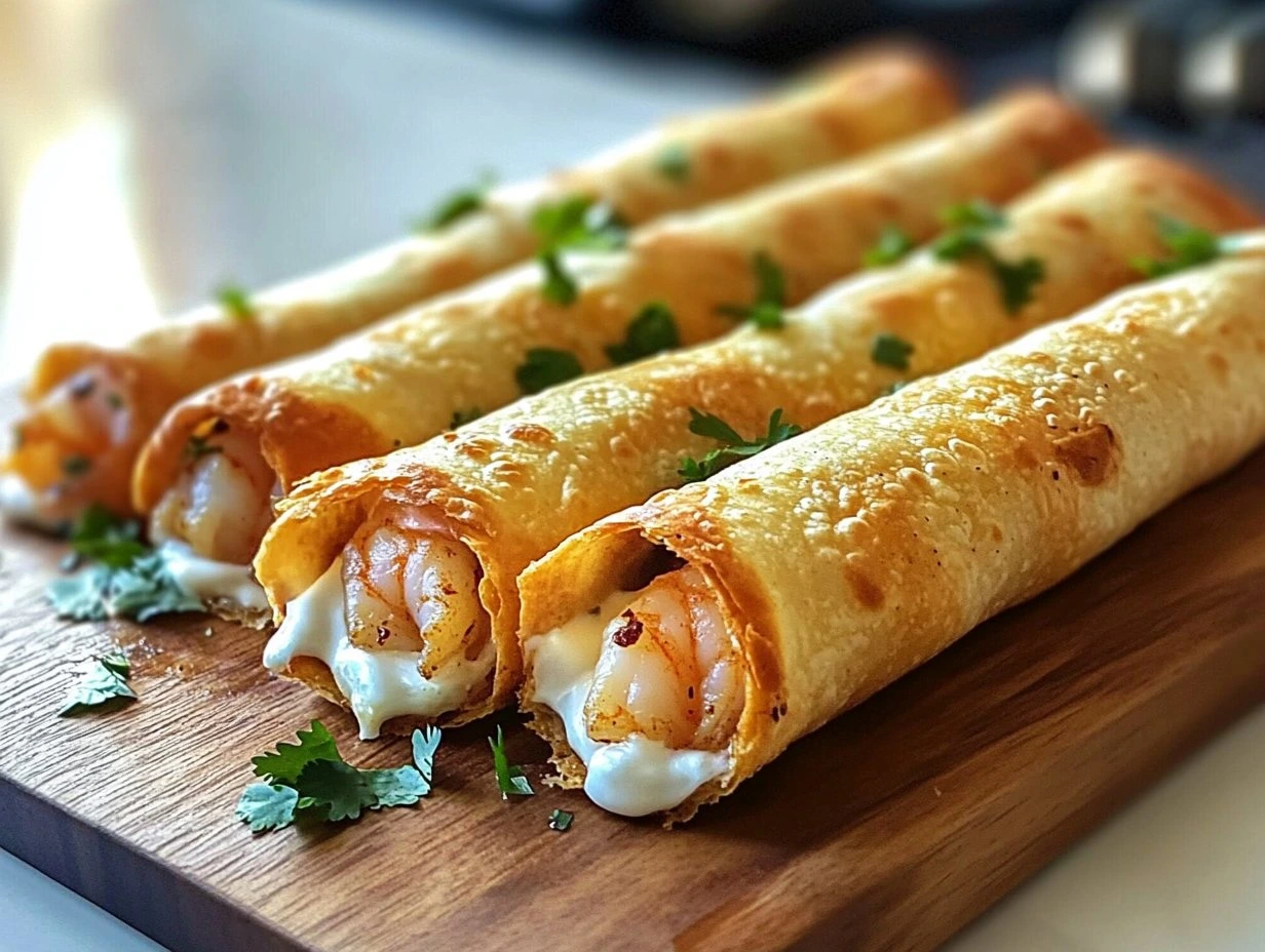 Cheesy Shrimp Taquitos Delight