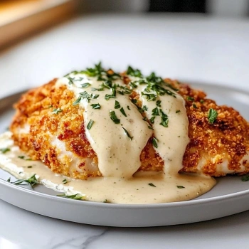 Perfectly cooked Parmesan Crusted Chicken Delight served and ready to eat - final result