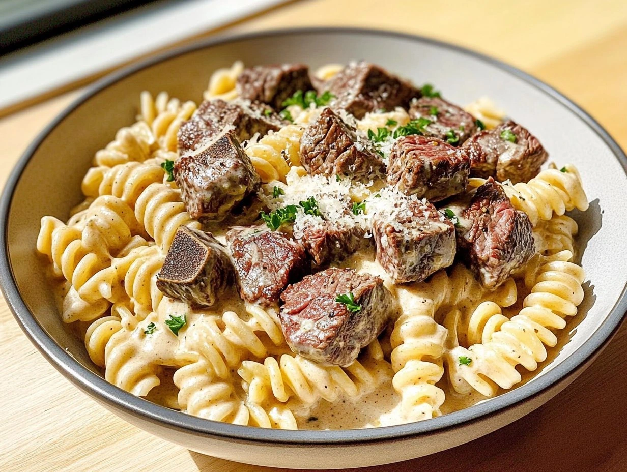 Creamy Garlic Steak Pasta Delight