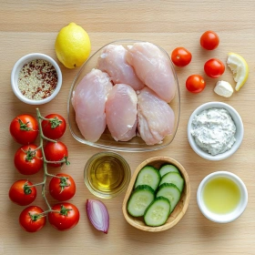 Step-by-step preparation of Zesty Greek Chicken Bowls showing ingredients and initial cooking steps