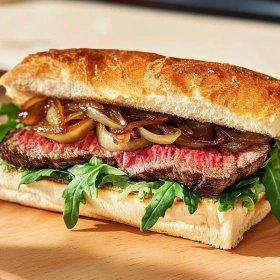 Gourmet Steak Sandwich with Caramelized Onions recipe