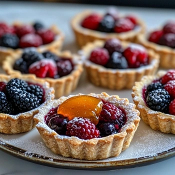 Perfectly cooked Rustic Berry Tartlets with Almond Crust served and ready to eat - final result